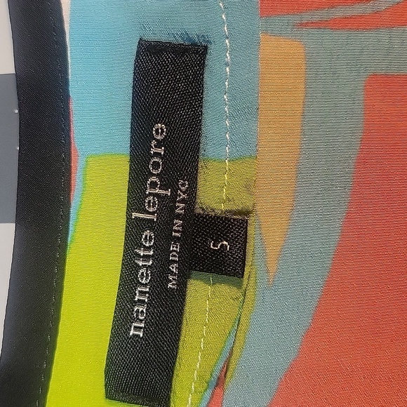 NANETTE LEPORE Multicolored Abstract Silk Sleeveless Blouse Small - Picture 7 of 8